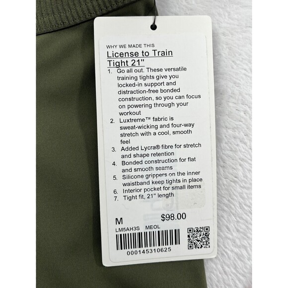 NEW Lululemon XXL Green‎ License to Train Tight Men's Tight Fit 21" - Picture 10 of 16